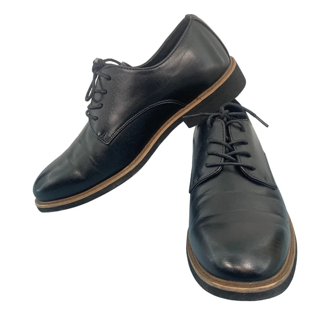 Deer Stags‎ Denny Mens Black Simulated Leather Plain Toe Oxford Shoes Size 6.5 M